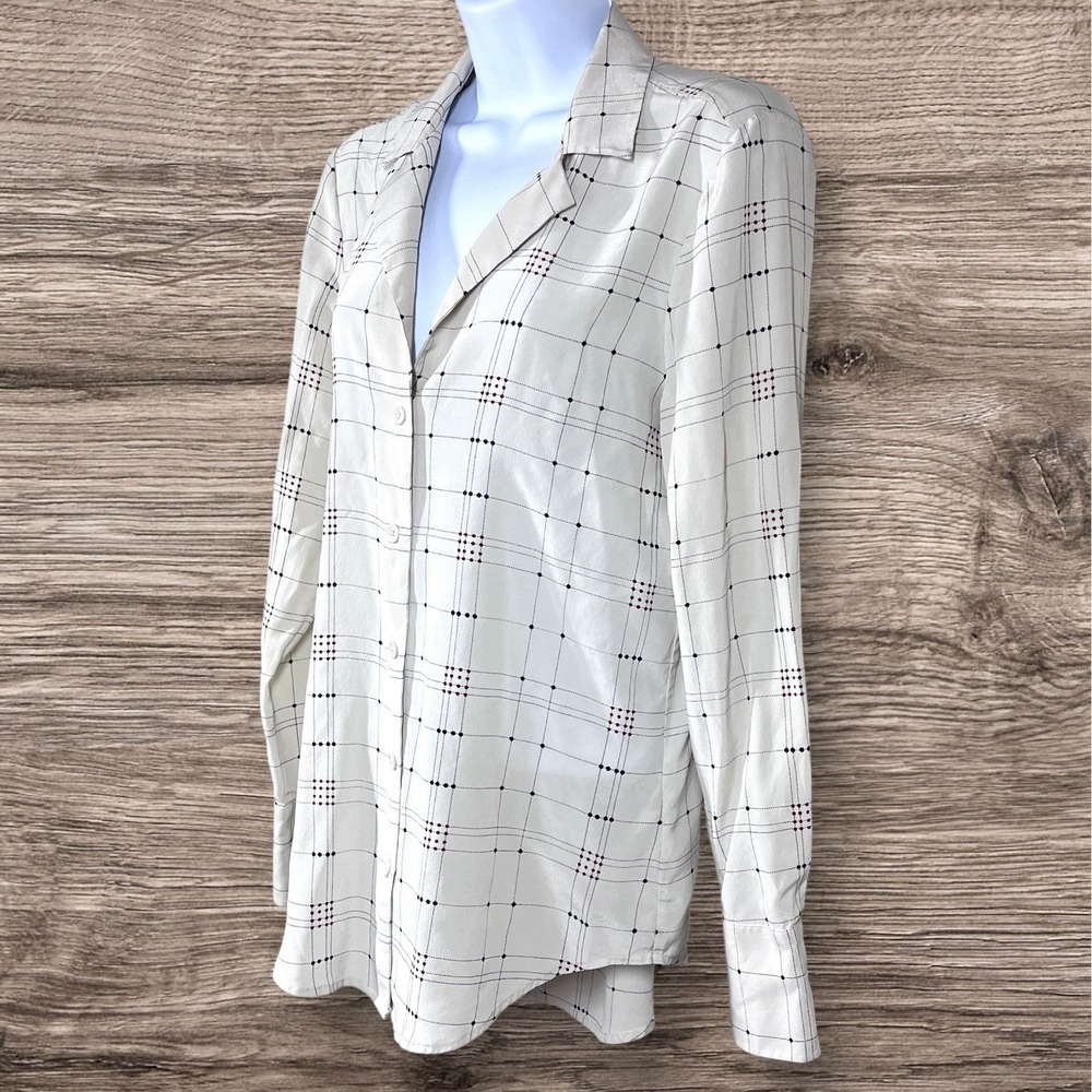 Equipment Femme 100% Silk Blouse Womens S Ivory Button Front Collared V-Neck - Picture 3 of 7
